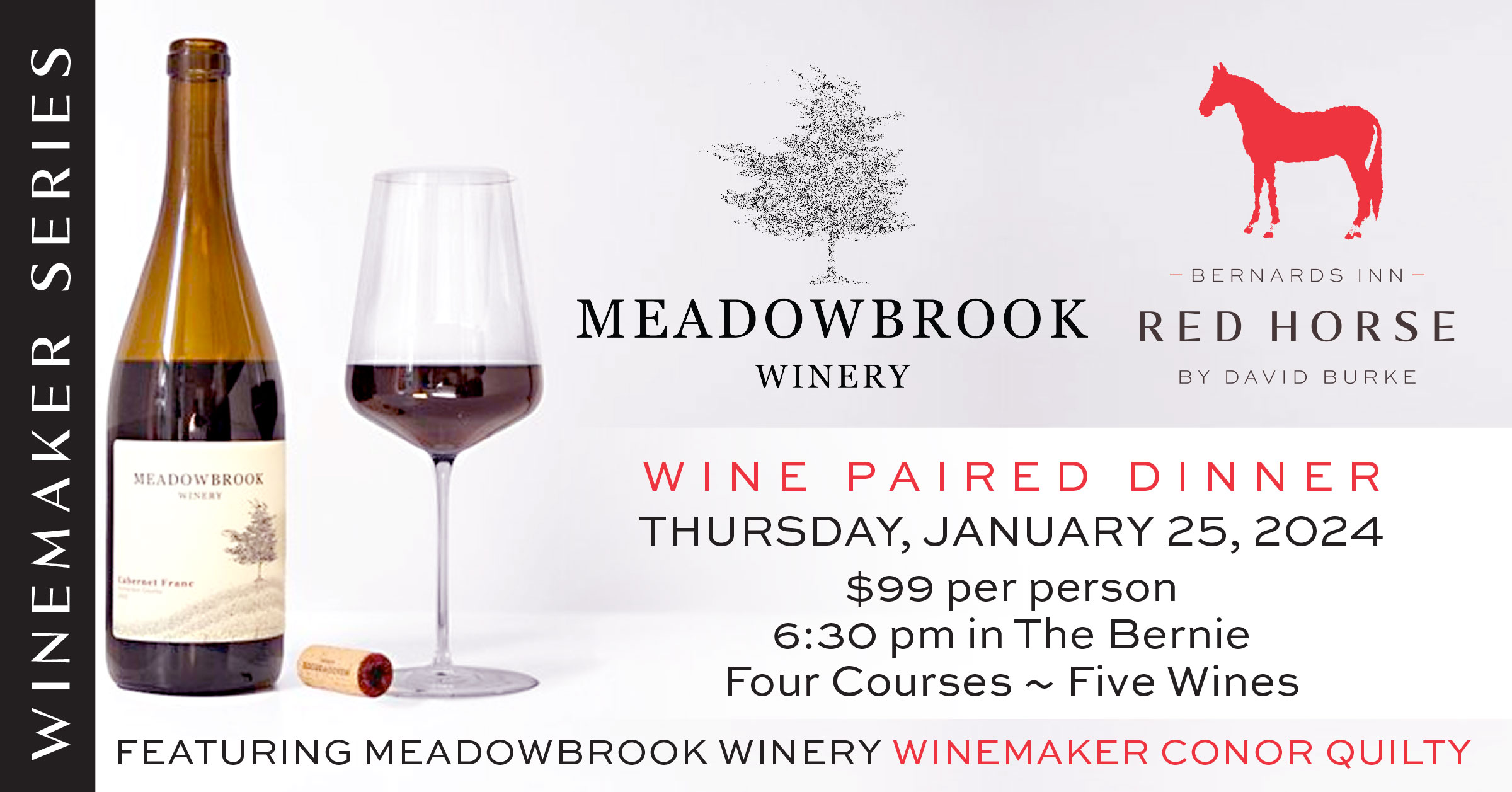 Meadowbrook Winery Wine Paired Dinner at Red Horse Bernards Inn