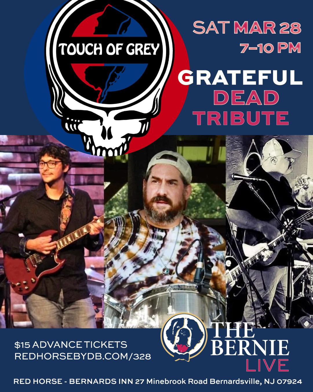 Touch of Grey Grateful Dead Tribute March 28, 2026 7PM LIVE in THE BERNIE