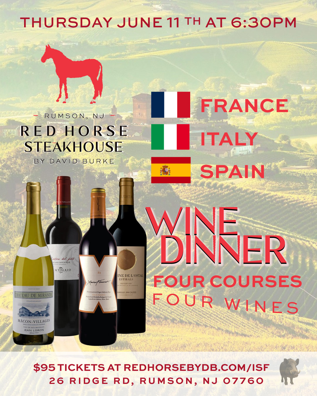 Italy, Spain, France Wine Dinner